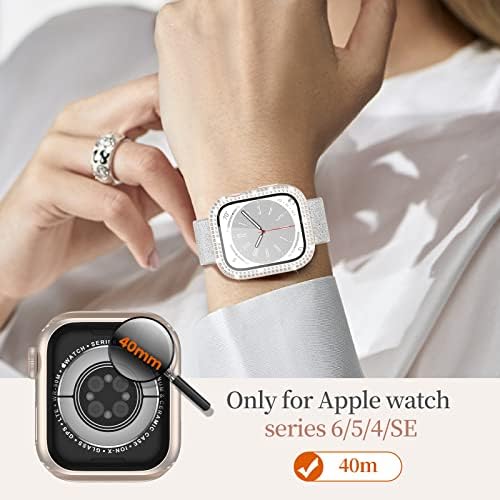 [3 חבילה] מארז Letoid תואם לסדרת Apple Watch של 40 ממ 6 5 4 SE 2022, מגן מסך מובנה, בלינג נשים